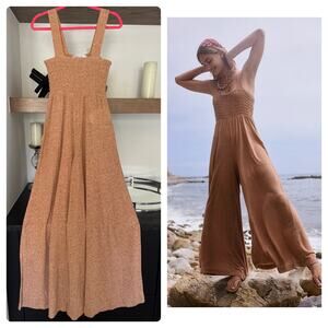 Free People Sleeveless Homecoming Jumpsuit in Bronzer